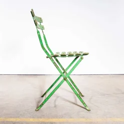 Pamono French Slatted Green Outdoor Folding Chairs, 1950s, Set of 4><noscript><img width=