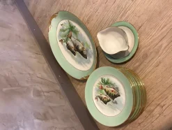 Pamono French Table Service in Hand-Painted Limoges Porcelain, 1950s, Set of 15><noscript><img width=