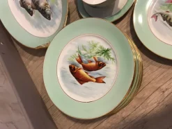 Pamono French Table Service in Hand-Painted Limoges Porcelain, 1950s, Set of 15><noscript><img width=
