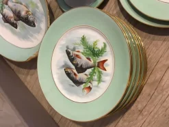 Pamono French Table Service in Hand-Painted Limoges Porcelain, 1950s, Set of 15><noscript><img width=