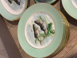 Pamono French Table Service in Hand-Painted Limoges Porcelain, 1950s, Set of 15><noscript><img width=