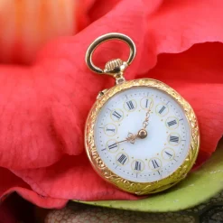 Hot Pamono French 20th Century 18 Karat Yellow Gold Enamelled Pocket Watch, 1890s