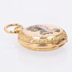 Hot Pamono French 20th Century 18 Karat Yellow Gold Enamelled Pocket Watch, 1890s