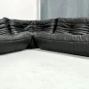 Pamono French Togo Living Room Set in Black Leather by Michel Ducaroy for Ligne Roset., Set of 3> Living Room Sets