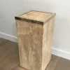 Pamono French Travertine & Brass Column, 1970s> Pedestals And Columns
