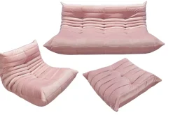 Online Pamono French Velvet Living Room Set by Michel Ducaroy for Ligne Roset, 1970s, Set of 3