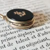 Pamono French Victorian Onyx Maritime Lucky Charm Locket with Gold-Filled Heart Anchor