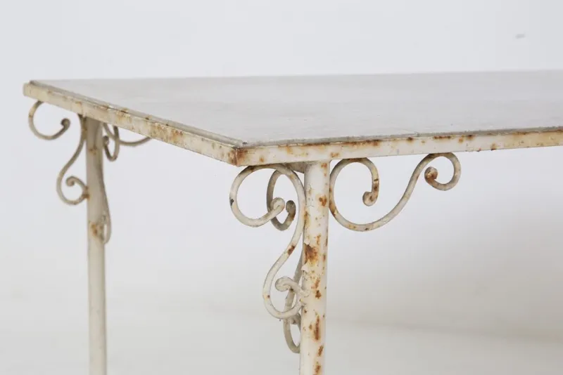 Best Pamono French Vintage Outdoor Iron and Marble Table, 1890s