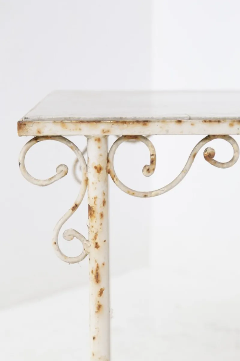 Best Pamono French Vintage Outdoor Iron and Marble Table, 1890s