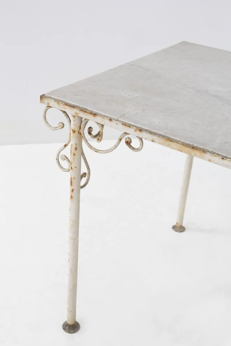 Best Pamono French Vintage Outdoor Iron and Marble Table, 1890s