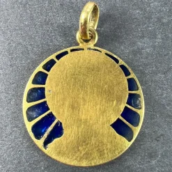 Online Pamono French Virgin Mary Plique a Jour Enamel 18k Yellow Gold Charm Pendant by Vernon, 1890s