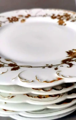 Hot Pamono French White Porcelain Plates with Gilt Decor from Haviland, Limoges, 1902, Set of 6