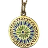 Pamono French Window Plique a Jour Enamel 18k Yellow Gold Pendant Medal, 1940s> Necklaces