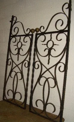 Pamono French Wroight Iron Gates, 1940s, Set of 2> Garden Accessories