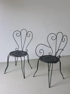 Pamono French Wrought Iron Garden Dining Set, 1950s, Set of 5><noscript><img width=