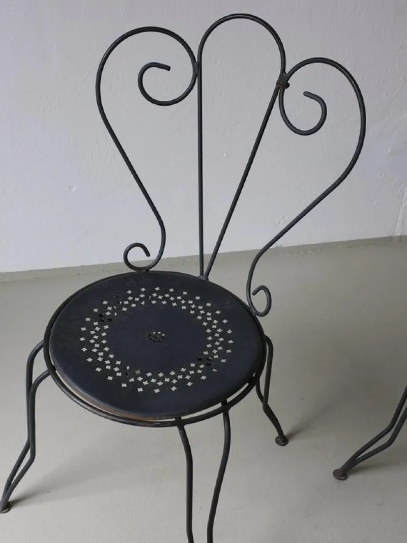 Pamono French Wrought Iron Garden Dining Set, 1950s, Set of 5> Garden Seating