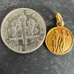 Sale Pamono French Zodiac Gemini Starsign 18k Yellow Gold Charm Pendant, 1940s
