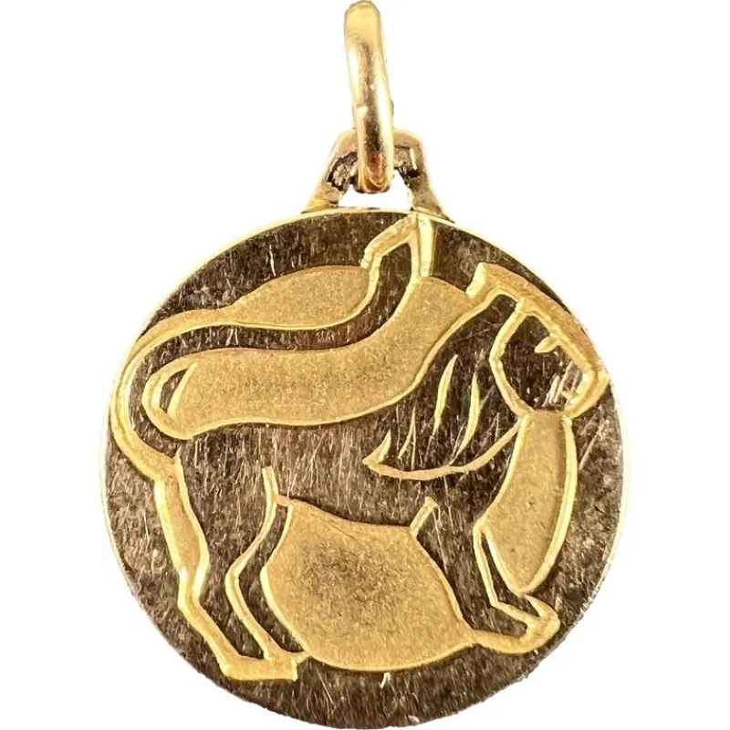 Pamono French Zodiac Leo Starsign 18k Yellow Gold Charm Medal Pendant, 1970s> Necklaces