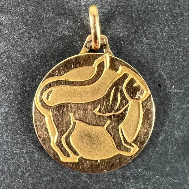 Pamono French Zodiac Leo Starsign 18k Yellow Gold Charm Medal Pendant, 1970s> Necklaces