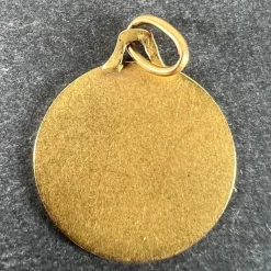 Pamono French Zodiac Leo Starsign 18k Yellow Gold Charm Medal Pendant, 1970s><noscript><img width=