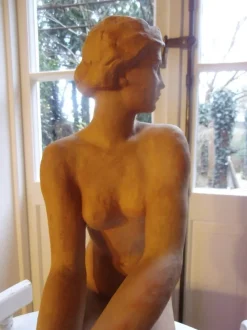 Pamono Fritz Klimsch, Art Deco Nude Crouching Woman, 1920s, Terracotta><noscript><img width=