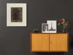 Pamono Fritz Kronenberg, Girl with Flower in Her Hair, 1950, Black & White Lithograph, Framed> Mid-Century