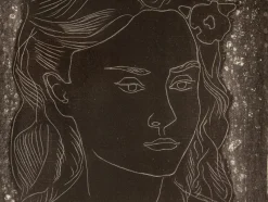 Pamono Fritz Kronenberg, Girl with Flower in Her Hair, 1950, Black & White Lithograph, Framed><noscript><img width=