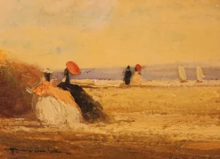 Pamono Fritz Möritz, Impressionist Beach Scene, 20th Century, Oil on Canvas, Framed> Impressionist