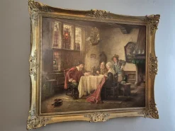Pamono Fritz Wagner, Dutch Genre Interior, 1920s, Oil on Canvas, Framed><noscript><img width=