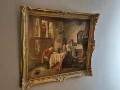 Pamono Fritz Wagner, Dutch Genre Interior, 1920s, Oil on Canvas, Framed><noscript><img width=