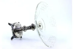 Pamono Fruit Bowl Centerpiece in Silver and Cut Glass with Acanthus Leaves and Applications><noscript><img width=