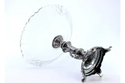 Pamono Fruit Bowl Centerpiece in Silver and Cut Glass with Acanthus Leaves and Applications><noscript><img width=
