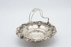 Pamono Fruit Bowl in Embossed Silver with Double Wire Handle> Bowls