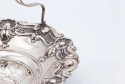 Pamono Fruit Bowl in Embossed Silver with Double Wire Handle><noscript><img width=