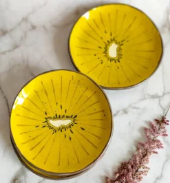 Hot Pamono Fruit Collection Kiwi Plates by Federica Massimi, Set of 4