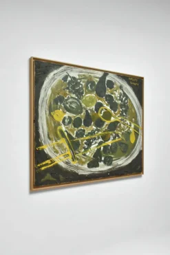 Pamono Fruit Plate, 1970s, Oil on Canvas, Framed> Bowls
