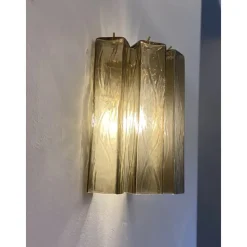 Pamono Fumè Squared Murano Glass Wall Sconce by Simoeng><noscript><img width=