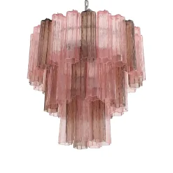 Pamono Fume’ and Pink “Tronchi” Murano Glass Chandelier from Murano> Ceiling Lights
