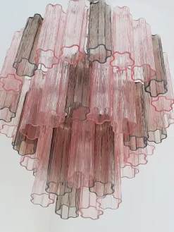 Pamono Fume’ and Pink “Tronchi” Murano Glass Chandelier from Murano><noscript><img width=