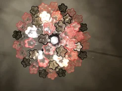 Pamono Fume’ and Pink “Tronchi” Murano Glass Chandelier from Murano><noscript><img width=