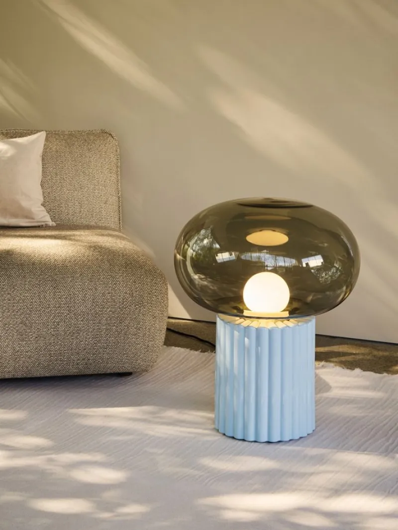 Pamono Fungi Floor Lamp in Sky Blue by Hanne Willmann for Favius> Floor Lamps