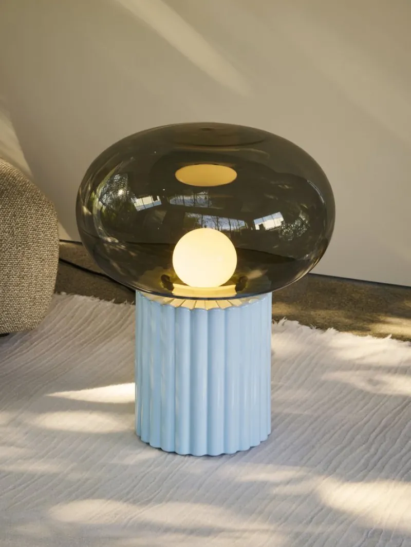 Pamono Fungi Floor Lamp in Sky Blue by Hanne Willmann for Favius> Floor Lamps
