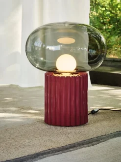 Pamono Fungi Floor Lamp in Wine Red by Hanne Willmann for Favius><noscript><img width=