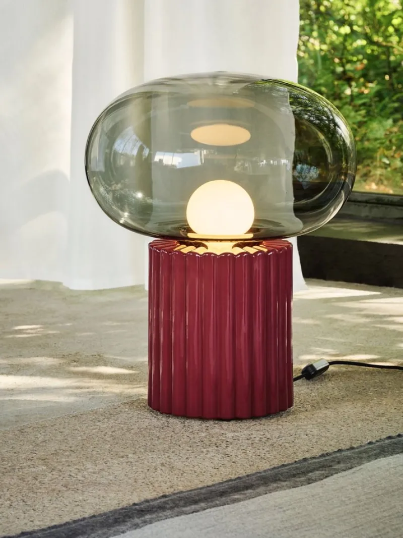 Pamono Fungi Floor Lamp in Wine Red by Hanne Willmann for Favius> Floor Lamps