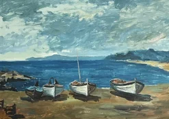 Discount Pamono G. Brambilla, Marina, 20th Century, Oil Painting on Canvas