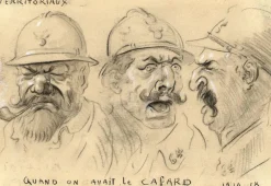 Pamono G. Cervelli, World War One French Satirical Caricature, 1910s, Charcoal> Work On Paper