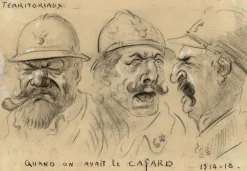 Pamono G. Cervelli, World War One French Satirical Caricature, 1910s, Charcoal> Work On Paper