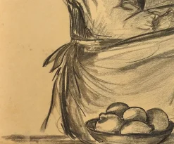 Pamono G. Vaccaro, La Contadina, 1865, Charcoal & Pencil on Paper><noscript><img width=
