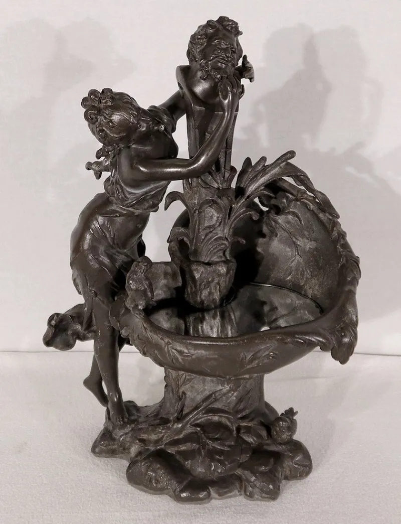 Pamono G. Van De Voorde, La Fontaine, 1900, Pewter> Art Nouveau