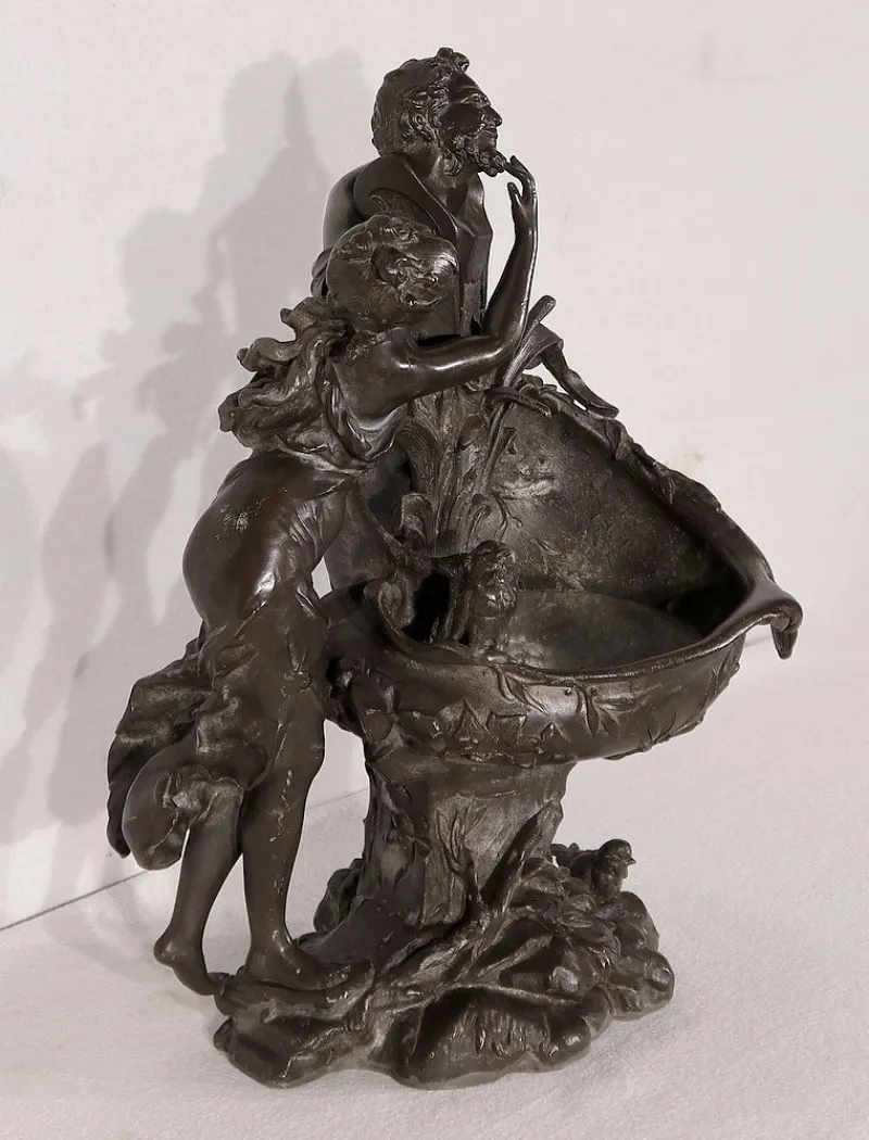 Pamono G. Van De Voorde, La Fontaine, 1900, Pewter> Art Nouveau